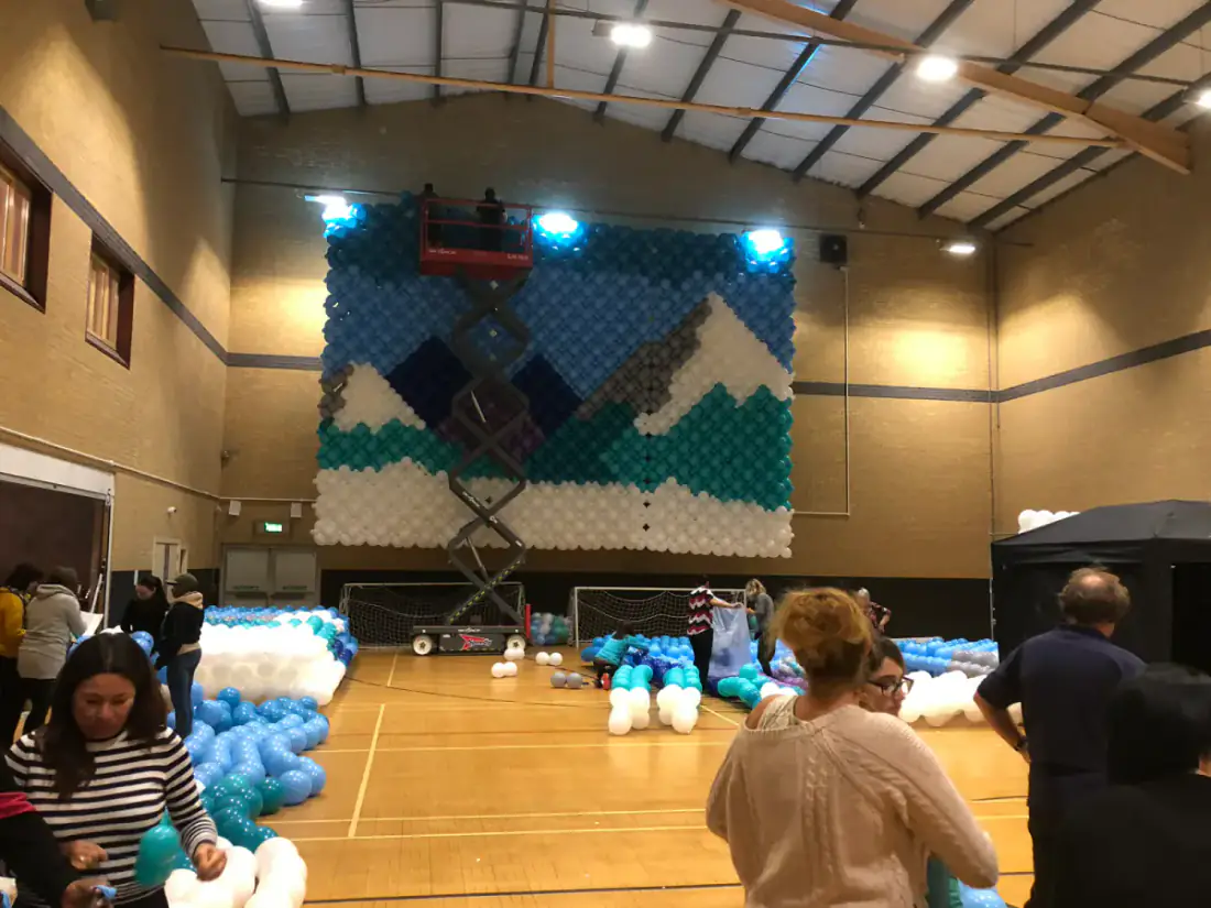 Castle balloon build entrance for the Tonyrefail Christmas event