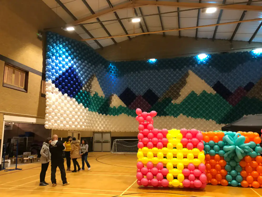 Room installation inside The Castle Big Balloon Build Christmas event
