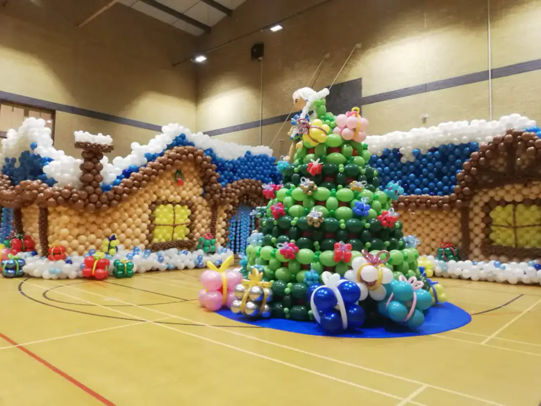 Balloon forest path in the Enchanted Forest Santa's Grotto build
