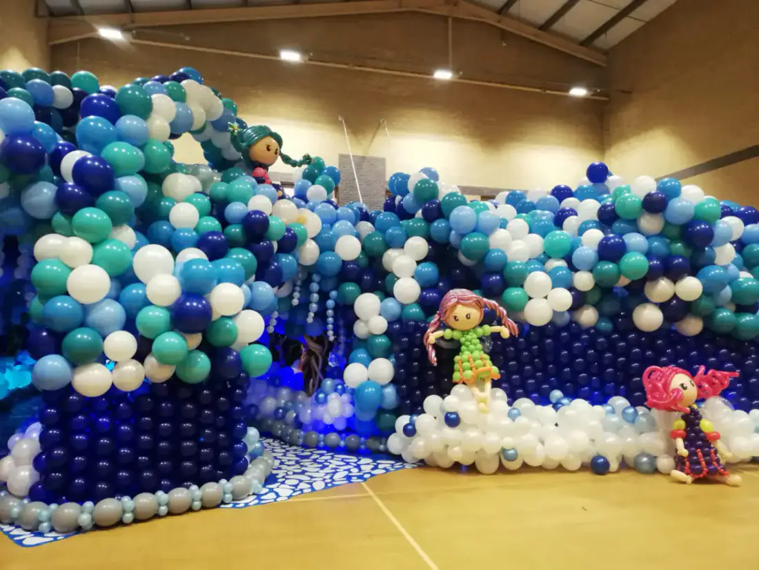 Winter balloon installation created for the Enchanted Forest Big Balloon Build