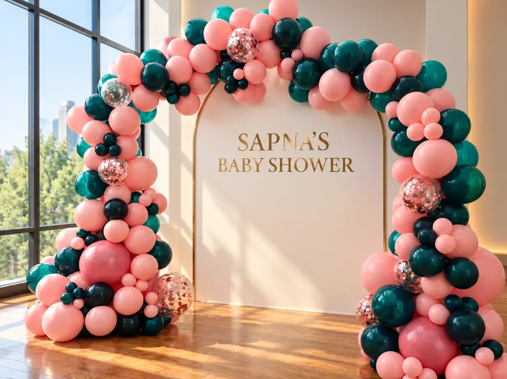 Baby shower balloon setup 1