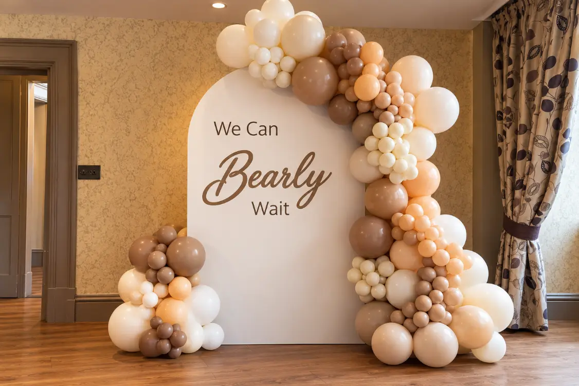Baby shower balloon setup 12
