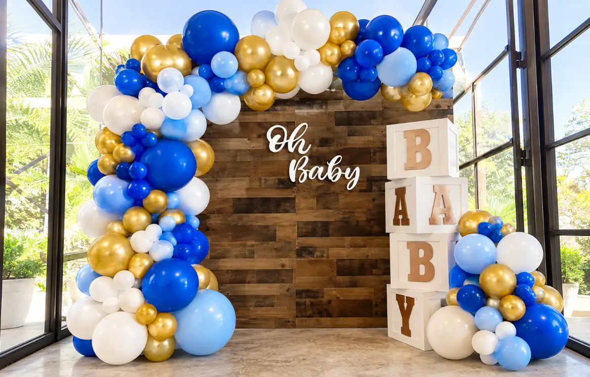 Baby shower balloon setup 3