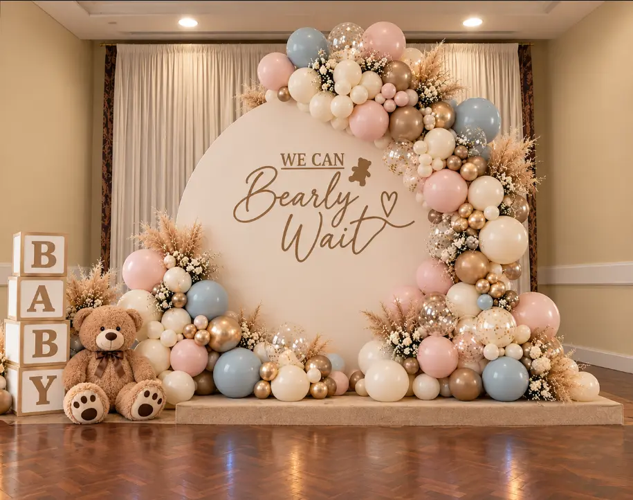 Baby shower balloon setup 5